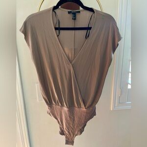 Forever 21 Mocha V-Neck Bodysuit